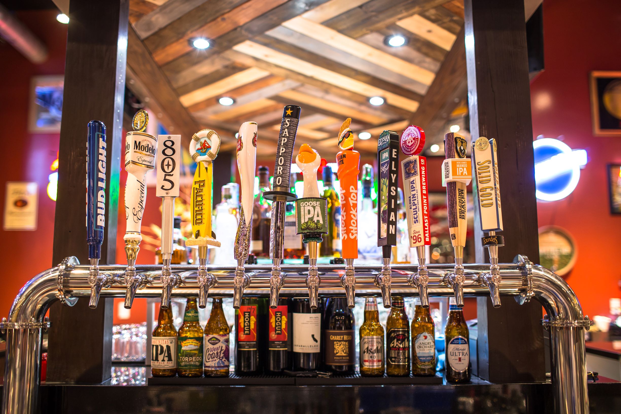 Beer taps at the CLAWS Restaurant bar